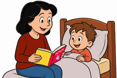 Mom reading to child